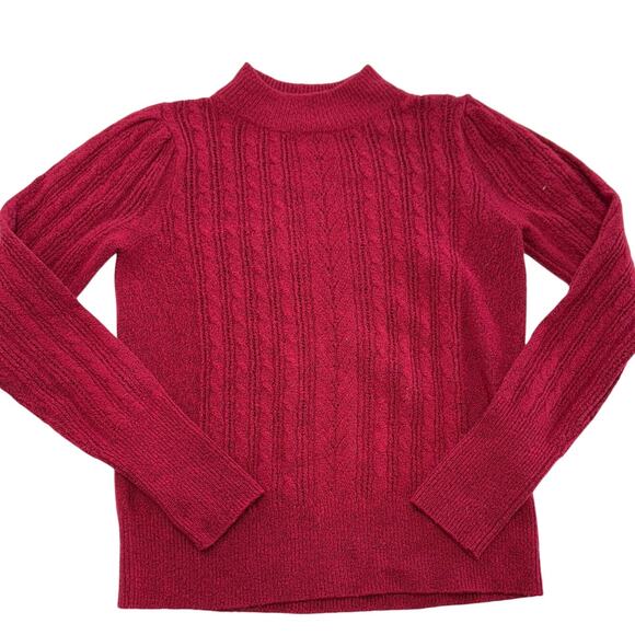 Lucky Brand Sweater Womens Small Red Cable Knit Mock Neck Pullover - Picture 1 of 7